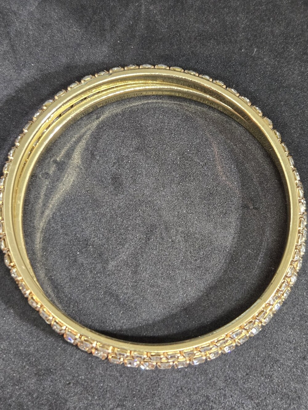 Gold Tone Rhinestone Bangle Bracelets Large - Picture 4 of 6